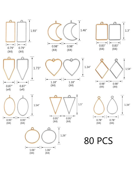 Moldes Abiertos para Resina 80 Pcs - Joyería DIY Oro y Blanco Moldes Abiertos para Resina 80 Pcs - Joyería DIY Oro y Blanco