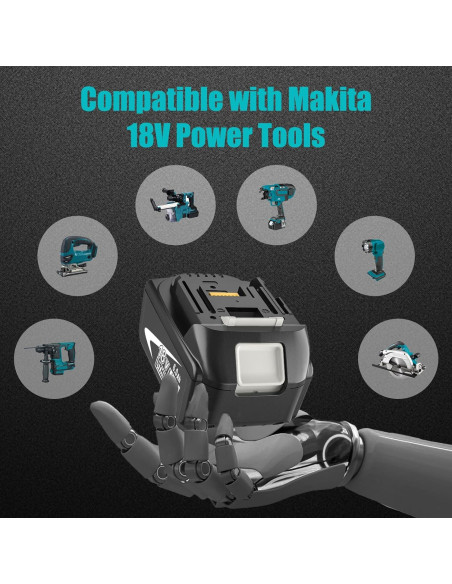 2 Baterías 6000mAh Litio 18V + Cargador Doble DC18RD Makita 2 Baterías 6000mAh Litio 18V + Cargador Doble DC18RD Makita