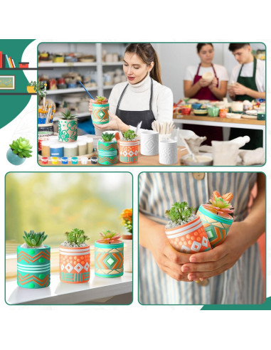 Kit de Pintura de Macetero DIY SiliFine - 8 Macetas Cerámicas