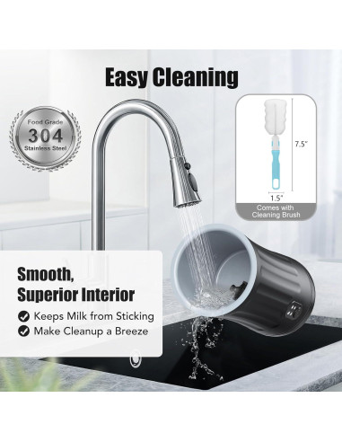 Espumador de Leche Ovetedot 240ml 4-en-1 con Apagado Automático