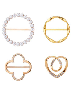 4 Clips de Anillo para Bufanda Mikovivi - Aleación de Zinc Dorado