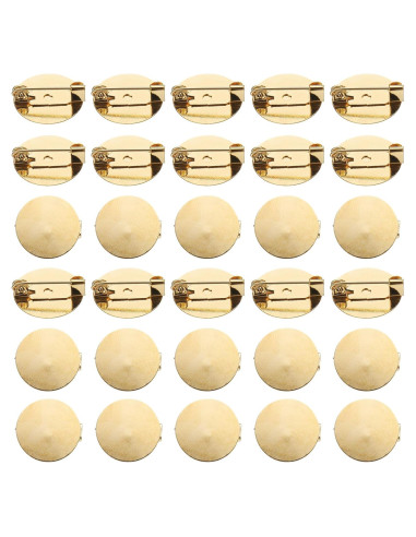 Bandejas Redondas en Blanco uxcell para Broches Dorados x50 - 16 mm