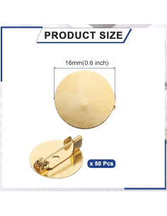 Bandejas Redondas en Blanco uxcell para Broches Dorados x50 - 16 mm 2