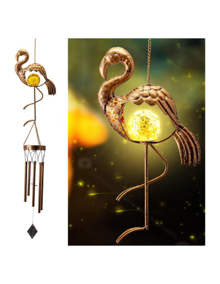 Campanas de Viento Solar Cheri Bliss Flamingo Decorativas