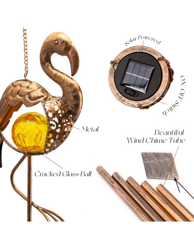 Campanas de Viento Solar Cheri Bliss Flamingo Decorativas