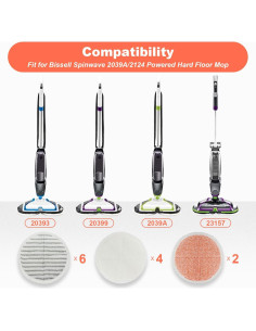 Almohadillas de Mopa Giratoria BeiLan para Bissell - Paquete de 12 2
