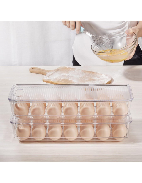 Contenedor de Huevos Vtopmart - Apilable para 28 Huevos Contenedor de Huevos Vtopmart - Apilable para 28 Huevos
