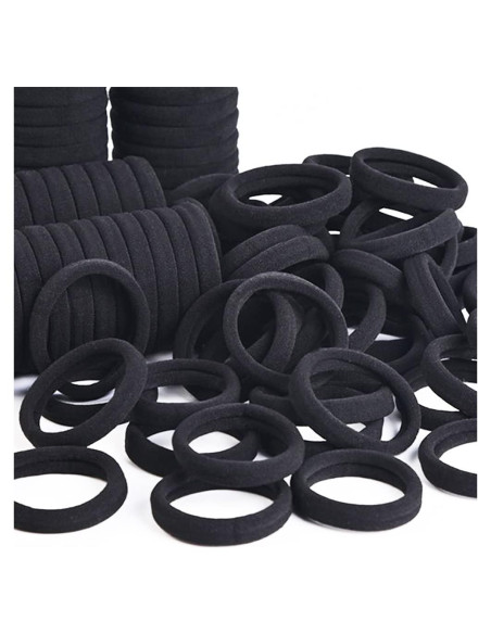 Bandas para el Cabello J-MEE 100PCS Algodón Sin Costura Negro Bandas para el Cabello J-MEE 100PCS Algodón Sin Costura Negro