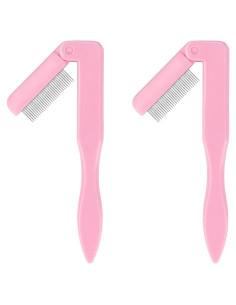 Peine Plegable para Pestañas G2PLUS 2PCS Metal Rosa