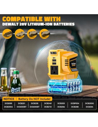 Inversor de Batería 200W VoLtTech 18V a 110V con USB y LED