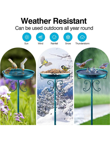 Baño para Pájaros de Metal Daoeny 35" Azul, Resistente y Estable Baño para Pájaros de Metal Daoeny 35" Azul, Resistente y Estable