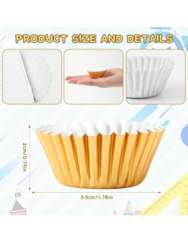 AUGSUN 400 Mini Forros de Cupcake de Foil Graduación 3.3cm