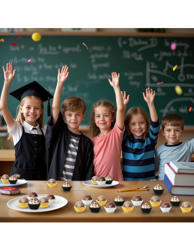 AUGSUN 400 Mini Forros de Cupcake de Foil Graduación 3.3cm