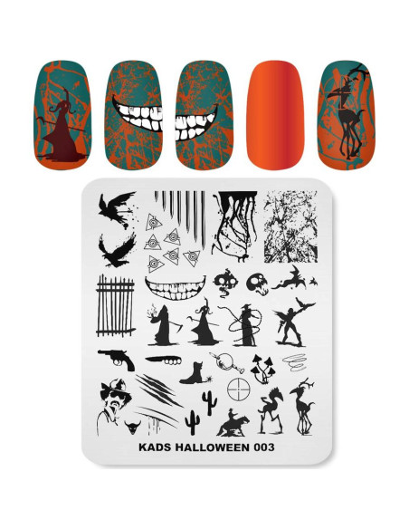 Plantilla de Estampado de Uñas KADS Halloween HA003 7.95x6.99cm Plantilla de Estampado de Uñas KADS Halloween HA003 7.95x6.99cm
