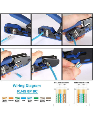 Crimpadora de Cable LSLANSOON RJ45 CAT5 CAT6 Manual 135mm