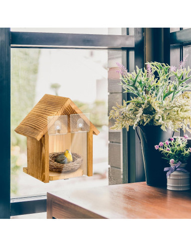 Casa para Aves de Ventana ANSTEEP 14x17.8cm Madera Marrón