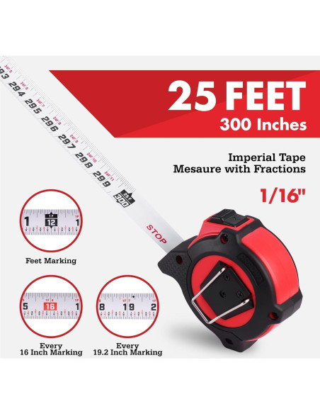 Cinta Métrica Auto-Bloqueo Arrow 7.62m Doble Cara con Clip Cinta Métrica Auto-Bloqueo Arrow 7.62m Doble Cara con Clip