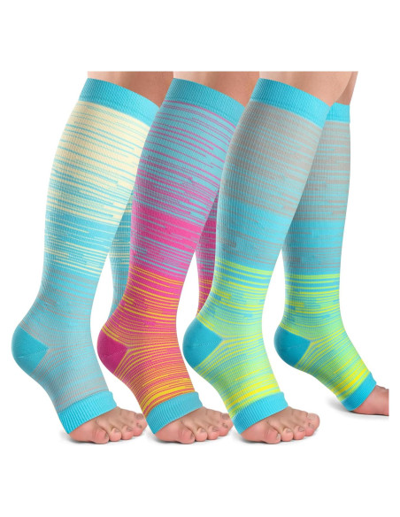Calcetines de Compresión Punta Abierta Unisex 20-30 mmHg 3 Pares Calcetines de Compresión Punta Abierta Unisex 20-30 mmHg 3 Pares
