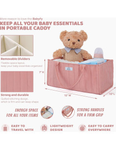 Organizador de Caddy para Pañales Babyfy Rosa Pálido 25.4x38.1cm 2