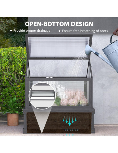 Huerto Elevado con Invernadero Outsunny 90x80 cm Gris