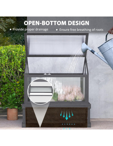 Huerto Elevado con Invernadero Outsunny 90x80 cm Gris Huerto Elevado con Invernadero Outsunny 90x80 cm Gris