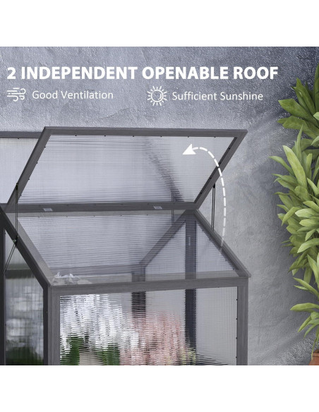 Huerto Elevado con Invernadero Outsunny 90x80 cm Gris Huerto Elevado con Invernadero Outsunny 90x80 cm Gris