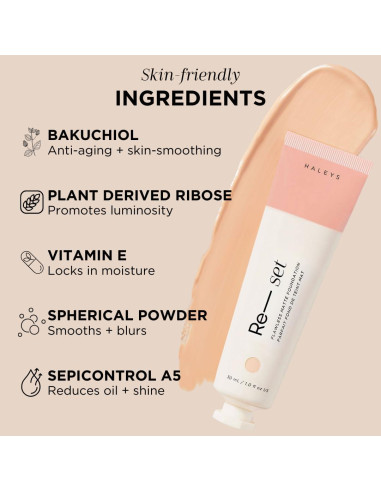 Base Líquida Matte Re-set Haleys 1.75 Vegana para Piel Sensible