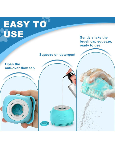 Juego de Baño para Mascotas IDQQUQQ: Guantes y Cepillo Azul Juego de Baño para Mascotas IDQQUQQ: Guantes y Cepillo Azul