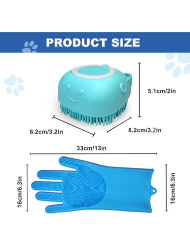 Juego de Baño para Mascotas IDQQUQQ: Guantes y Cepillo Azul