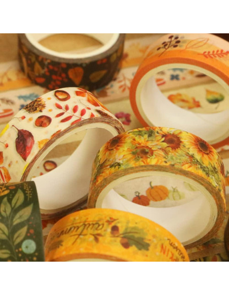 Cinta Washi YUBBAEX 10 Rollos Otoño 15mm x 5m Decorativa Cinta Washi YUBBAEX 10 Rollos Otoño 15mm x 5m Decorativa