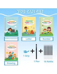 Cuadernos de Escritura Mágica SQRUIHAO para Niños 3-8 Años 2