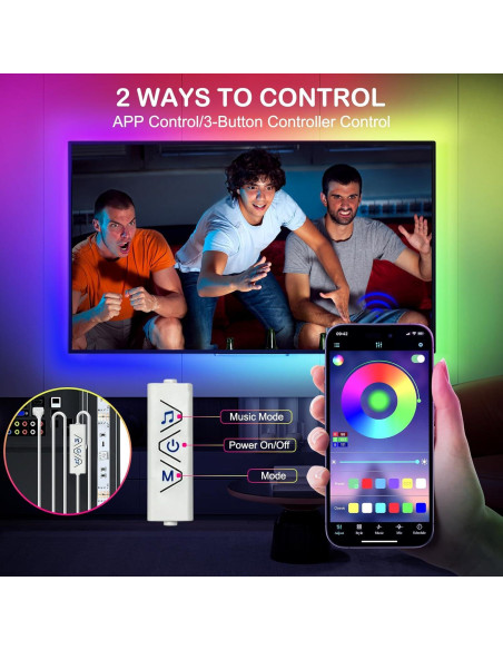 Tiras LED RGB HOUHUI 4m para TV 81-165cm con App y música