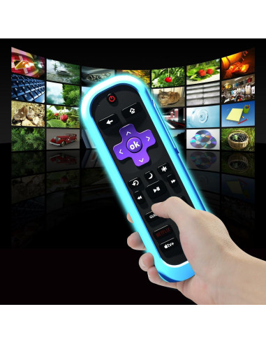 Funda de Silicona para Control Remoto Roku Pro - 2 Paquetes Verde Azul