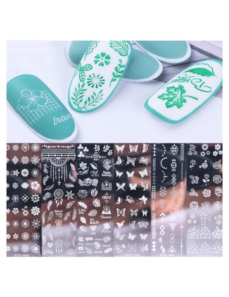 Kit de Estampado de Uñas KASOICRA 6 Piezas Acero Inoxidable Kit de Estampado de Uñas KASOICRA 6 Piezas Acero Inoxidable