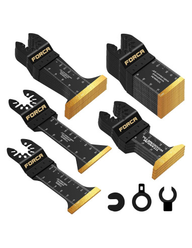 Kit de Cuchillas Oscilantes FORCA 66 Piezas Titanio para Metal y Madera