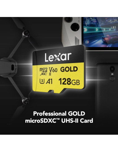 Tarjeta Micro SD Lexar 128GB UHS-II C10 U3 V60 Full HD 4K