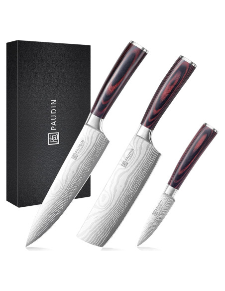 Juego de cuchillos de cocina PAUDIN 3 Pzs acero inoxidable Juego de cuchillos de cocina PAUDIN 3 Pzs acero inoxidable