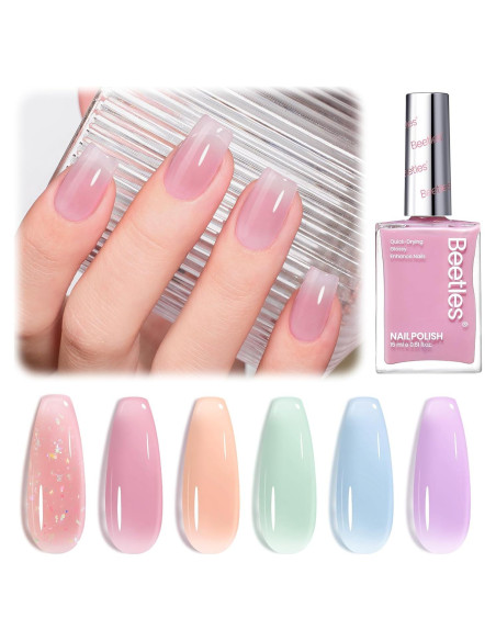 Set de Esmalte de Uñas Jelly Beetles 6 Colores Pastel 15ml Set de Esmalte de Uñas Jelly Beetles 6 Colores Pastel 15ml