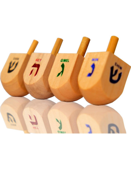 Trompos de Madera Natural Hanukkah Dreidels - Paquete de 10 Trompos de Madera Natural Hanukkah Dreidels - Paquete de 10