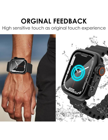 Carcasa Impermeable Fullife 2 en 1 para Apple Watch 45mm Negro Carcasa Impermeable Fullife 2 en 1 para Apple Watch 45mm Negro