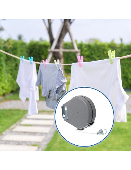 Cuerda Retráctil para Ropa uxcell 12m con 12 Pinzas Gris Cuerda Retráctil para Ropa uxcell 12m con 12 Pinzas Gris