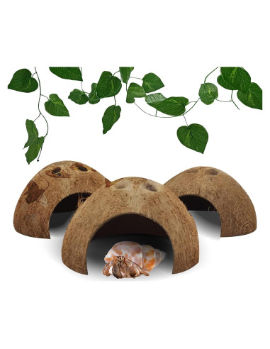 Refugios Naturales de Coco Hamiledyi para Reptiles - 4 Pcs