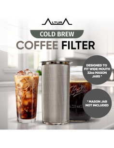 Cafetera Cold Brew Altura para Tarros Mason 0.95L - Filtro Acero 2