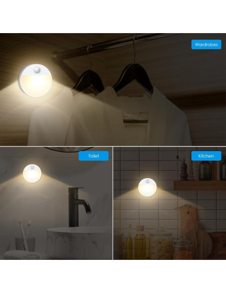 Luz de Movimiento AMIR LED Inalámbrica 4 Piezas Blanco Cálido Luz de Movimiento AMIR LED Inalámbrica 4 Piezas Blanco Cálido