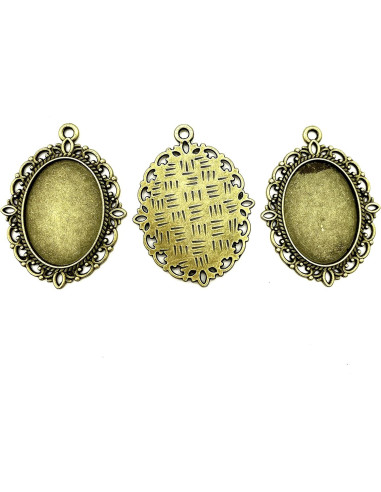20PC Bandejas de Colgante Ovaladas de Bronce Antiguo 25x18mm