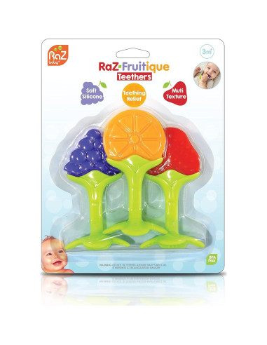 Mordedores de Dentición RaZbaby 3-Pack Silicona Libre de BPA