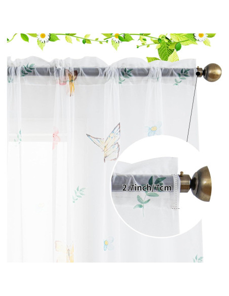 Cortinas Transparentes Florales Youleyar 132x183 cm 2 Paneles Cortinas Transparentes Florales Youleyar 132x183 cm 2 Paneles