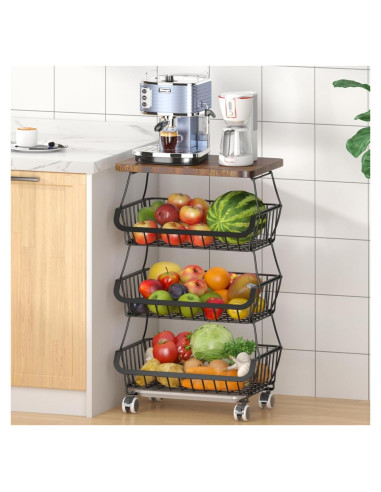 Carrito de Almacenamiento de Frutas CHLORYARD 4 Niveles con Tapa
