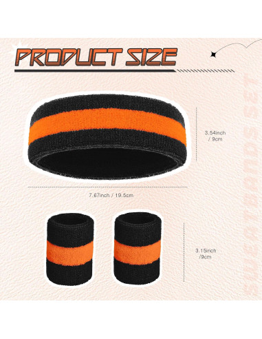 Conjunto de Muñequera y Diadema Deportiva Bememo 6 Pcs