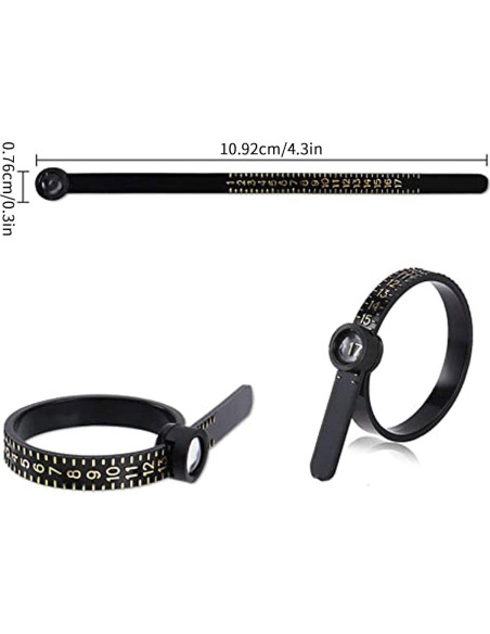 Medidor de Anillos con Lupa Genérico - Tamaño 1-17 US Medidor de Anillos con Lupa Genérico - Tamaño 1-17 US